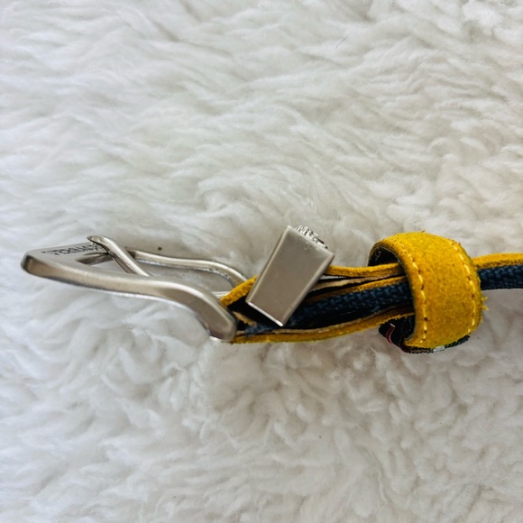 Versace Vtg Yellow Suede Vera Pelle Genuine Leather Belt with Silver Buckle 36 - Picture 13 of 16